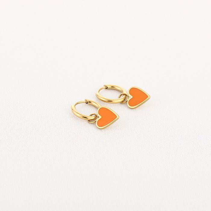 Oranje hartje oorbellen