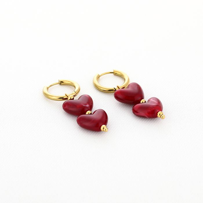 Hartjes oorbellen rood
