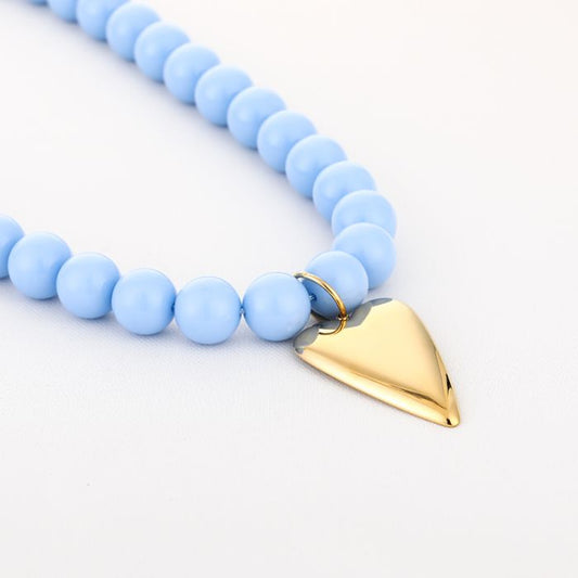 Kralen ketting hart blauw