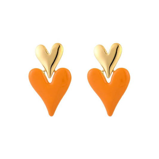 LOVE oorbellen met hart oranje