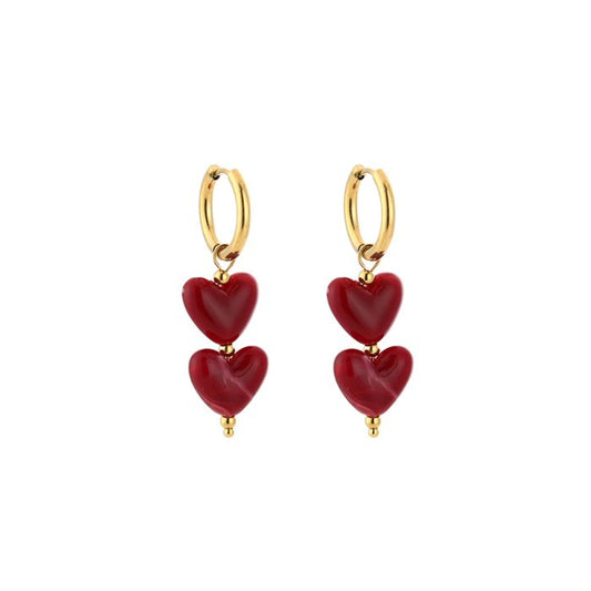 Hartjes oorbellen rood