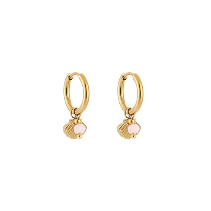 Bedel oorbellen schelp roze