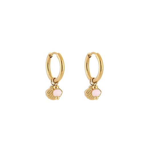 Bedel oorbellen schelp roze